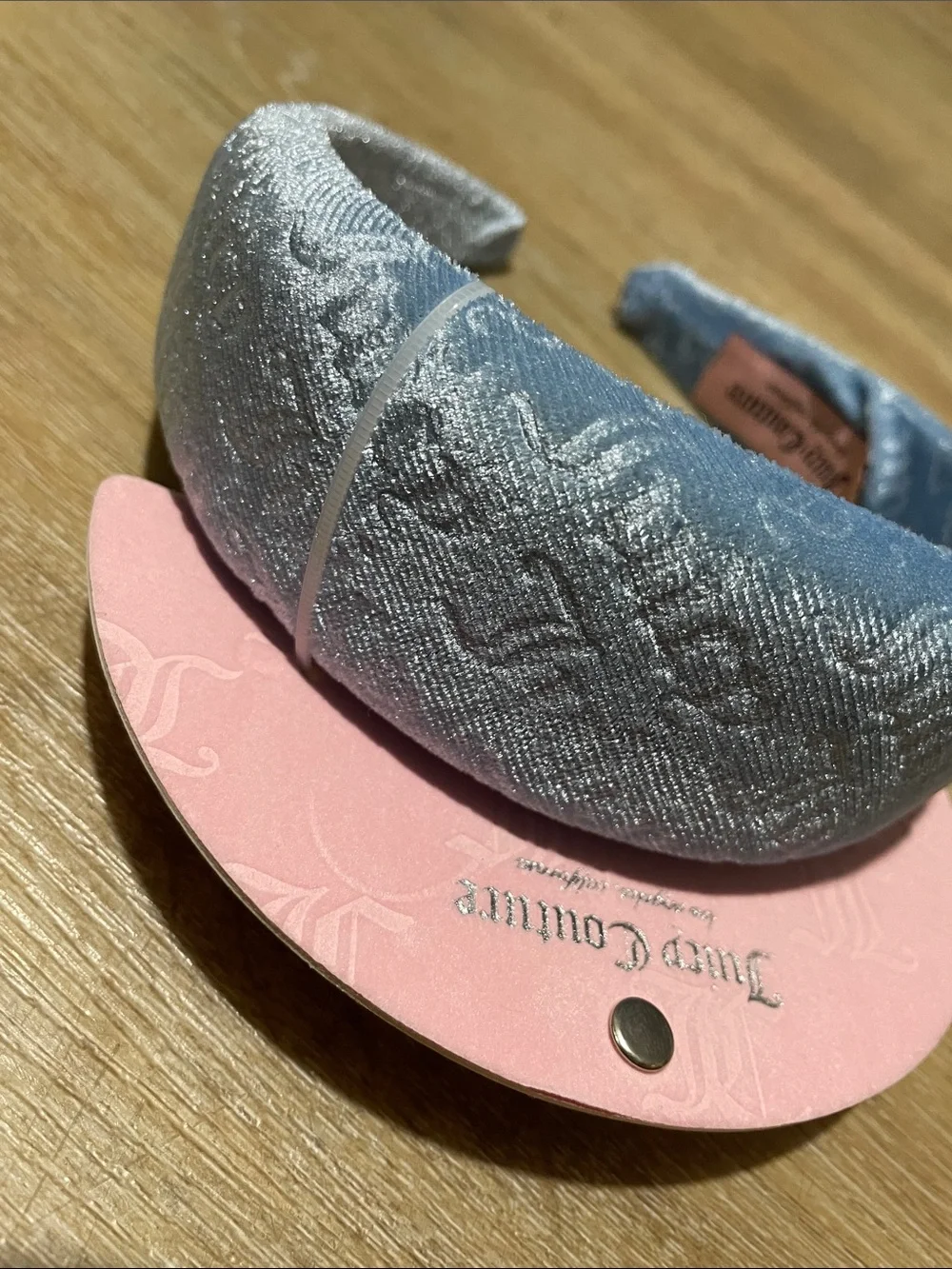 Juicy Couture Light Blue Velvet Padded Headband